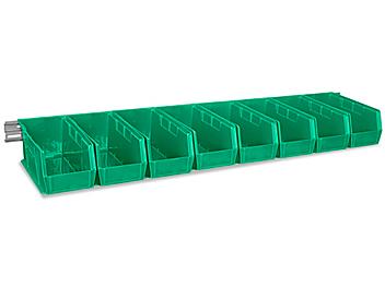 Wall Mount Single Rail - 48 x 3" with 11 x 5 1/2 x 5" Green Bins H-4684G