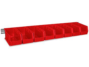 Wall Mount Single Rail - 48 x 3" with 11 x 5 1/2 x 5" Red Bins H-4684R