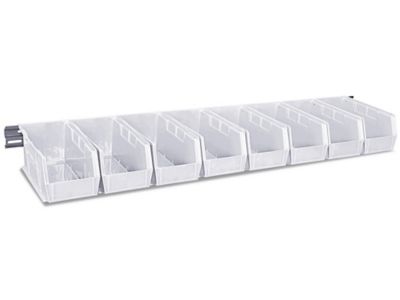 Wall Mount Single Rail - 48 x 3" with 11 x 5 1/2 x 5" White Bins H-4684W
