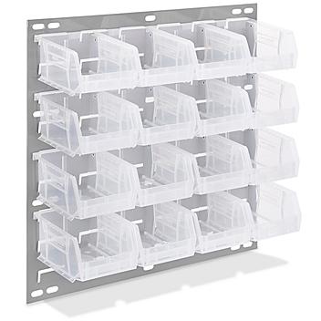 Wall Mount Panel Rack - 18 x 19" with 5 1/2 x 4 x 3" Clear Bins H-4686C