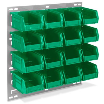Wall Mount Panel Rack - 18 x 19" with 5 1/2 x 4 x 3" Green Bins H-4686G