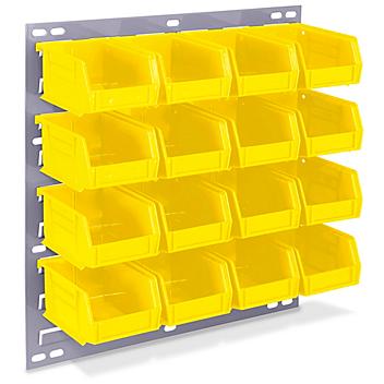 Wall Mount Panel Rack - 18 x 19" with 5 1/2 x 4 x 3" Yellow Bins H-4686Y