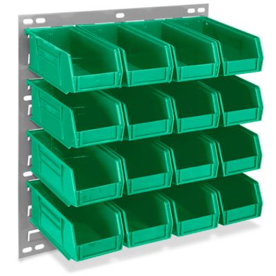 Wall Mount Panel Rack - 18 x 19" with 7 1/2 x 4 x 3" Green Bins H-4687G