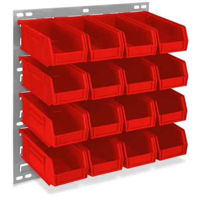 Wall Mount Panel Rack - 18 x 19" with 7 1/2 x 4 x 3" Red Bins H-4687R