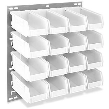 Wall Mount Panel Rack - 18 x 19" with 7 1/2 x 4 x 3" White Bins H-4687W
