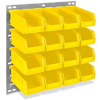 Wall Mount Panel Rack - 18 x 19" with 7 1/2 x 4 x 3" Yellow Bins H-4687Y