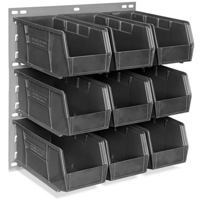 Wall Mount Panel Rack - 18 x 19" with 11 x 5 1/2 x 5" Black Bins H-4688BL