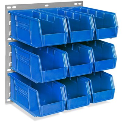 Wall Mount Panel Rack - 18 x 19" with 11 x 5 1/2 x 5" Blue Bins H-4688BLU