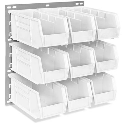 Wall Mount Panel Rack - 18 x 19" with 11 x 5 1/2 x 5" White Bins H-4688W