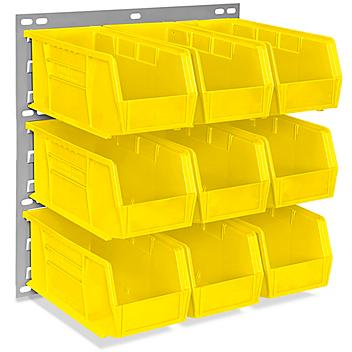 Wall Mount Panel Rack - 18 x 19" with 11 x 5 1/2 x 5" Yellow Bins H-4688Y