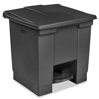 Rubbermaid® Step-On Trash Can - 8 Gallon, Black H-4753BL - ULINE