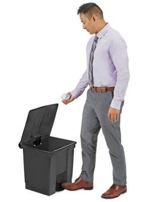 Rubbermaid® Step-On Trash Can - 8 Gallon, Black H-4753BL - ULINE