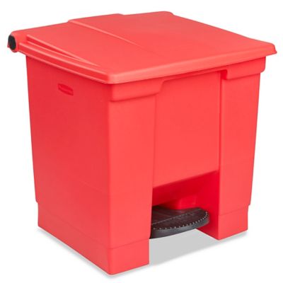 Rubbermaid® Slim Jim® Step-On Trash Can - 13 Gallon, Red H-5904R - Uline