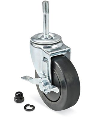 Rubber Caster for Chair and Table Combo Dolly - Swivel with Brake, 4 x 1 1/4" H-4787-CSTR