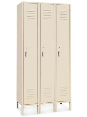 Uline Single Tier Lockers - 3 Wide, Unassembled, 36" Wide, 12" Deep, Tan H-4807T