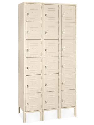 Uline Six Tier Lockers - 3 Wide, Unassembled, 36" Wide, 12" Deep, Tan H-4809T