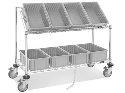 Wire Tilt Cart - 15 x 9 x 6" Gray Bins H-4818GR