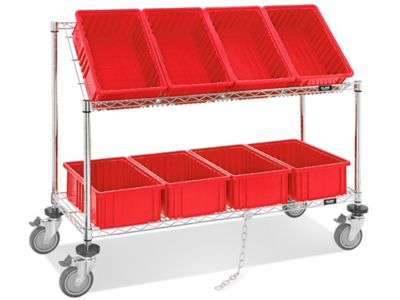Wire Tilt Cart - 15 x 9 x 6" Red Bins H-4818R