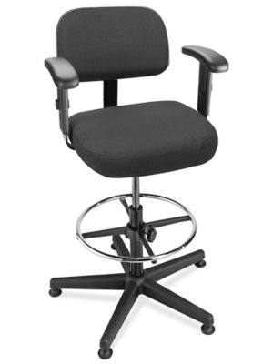 Fabric Office Stool - Black H-7589BL - Uline