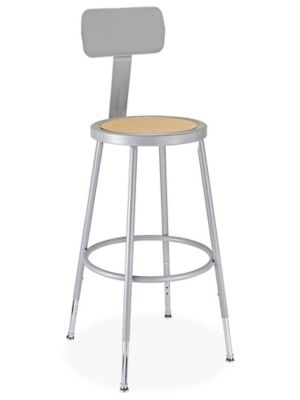 Shop Stool with Backrest Metal with Adjustable Legs H 4828 Uline