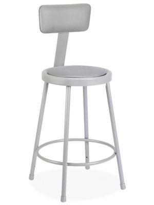 Shop Stool with Backrest - Padded, Gray H-4829GR