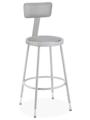  Shop Stool with Backrest - Padded with Adjustable Legs