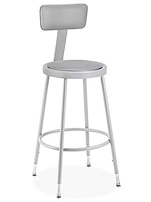 4 available Gray ULINE Padded Seat Adjustable Back Shop Stool 24" 
