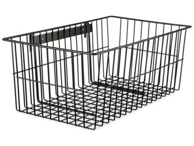 Basicwise Hanging Under Shelf Metal Storage Basket, Set of 2 - Black