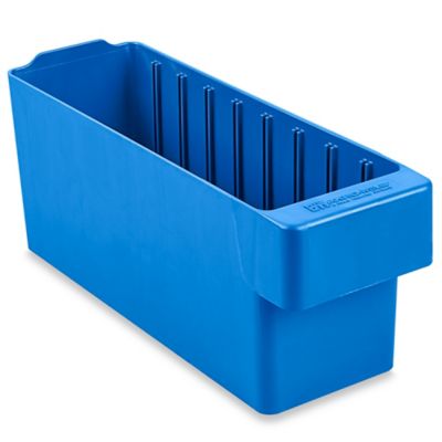 Wire Shelf Bin Organizer - 36 x 12 x 72 with 4 x 12 x 4 Blue Bins