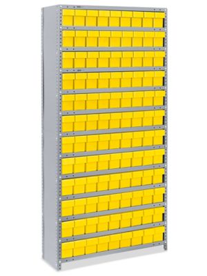 Shelf Bin Organizer - 36 x 12 x 75 with 4 x 12 x 4 Yellow Bins H-1772Y -  Uline