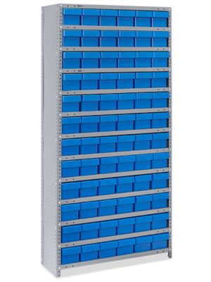 Organizador con Repisas para Gavetas - 36 x 12 x 39 con Gavetas Azules de  4 x 12 x 4, 91 x 30 x 99 cm H-2511BLU - Uline
