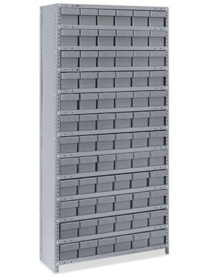 Shelf Bin Organizer - 36 x 12 x 75 with 7 x 12 x 4 Clear Bins - ULINE - H-4426