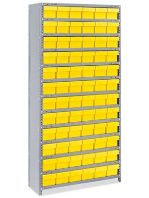 Closed Shelf Bin Organizer - 36 x 12 x 75" with 6 x 12 x 5" Yellow Bins H-4919Y