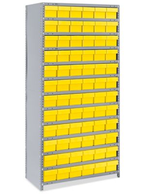 Closed Shelf Bin Organizer 36 x 18 x 75" with 6 x 18 x 5" Yellow Bins