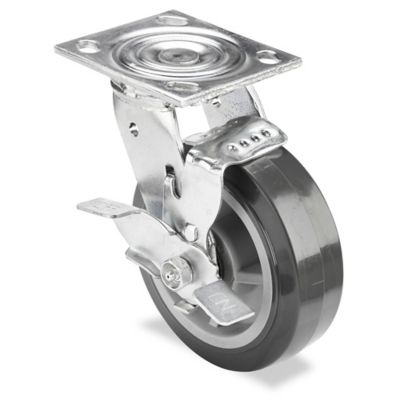 Heavy Duty Polyurethane Caster - Swivel with Brake, 6 x 2" H-4942SWB