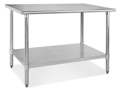 Standard Stainless Steel Worktable with Bottom Shelf - 48 x 30" H-4999