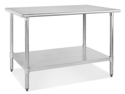  Mesa de acero inoxidable con estante, banco de trabajo de  cocina, mesas de trabajo para tienda, hogar, mesa de acero al aire libre  con estante de soporte : Industrial y Científico