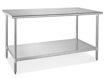 Hally - Mesa de trabajo y preparación de acero inoxidable, mesa comercial  de gran resistencia con estante inferior y salpicadero para restaurante