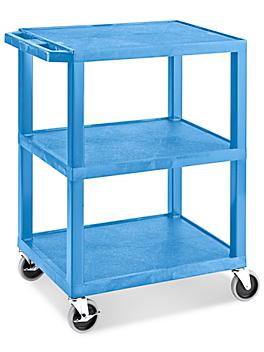 Uline 3-Shelf Utility Cart with Flat Shelves - 27 x 18 x 34", Blue H-5007BLU