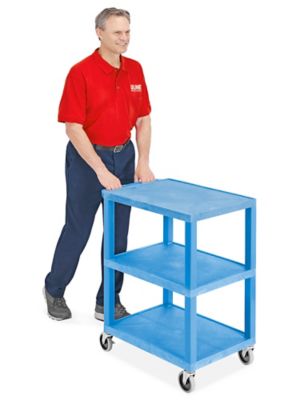 Uline 3-Shelf Compact Utility Cart with Flat Shelves - 27 x 18 x
