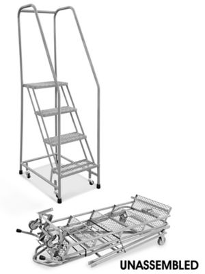 4 Step Narrow Aisle Ladder - Unassembled with 10" Top Step H-5072U-10
