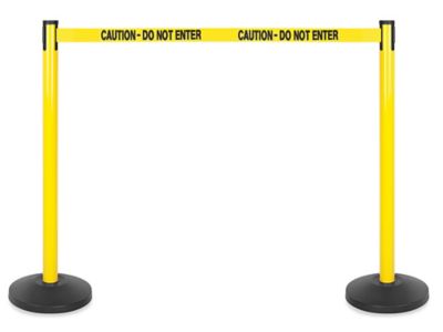 Uline – Poteaux de canalisation des foules à sangle rétractable – « Caution  – Do Not Enter », 11 pi, jaune H-5097 - Uline
