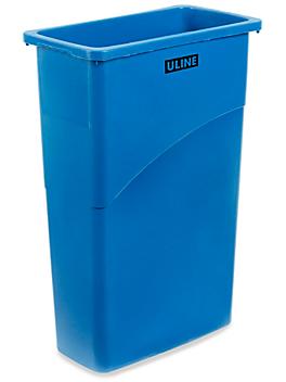Uline Thin Trash Can - 23 Gallon, Blue H-5148BLU