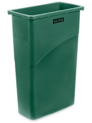 Uline Thin Trash Can - 23 Gallon, Green H-5148G