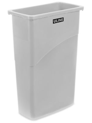 Uline Thin Trash Can - 23 Gallon, Gray H-5148GR
