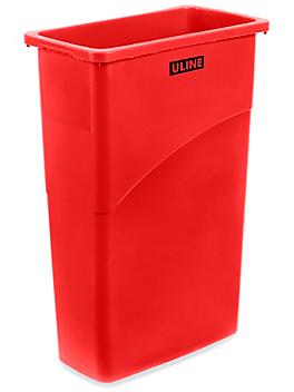 Uline Thin Trash Can - 23 Gallon, Red H-5148R