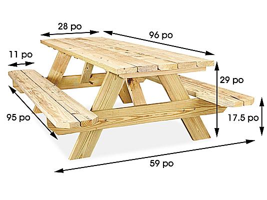 Economy A-Frame Wooden Picnic Table - 8' H-5163 - Uline