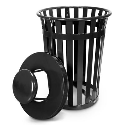 Domed Open Top Trash Can - 15 Gallon, Black - ULINE - H-2870BL