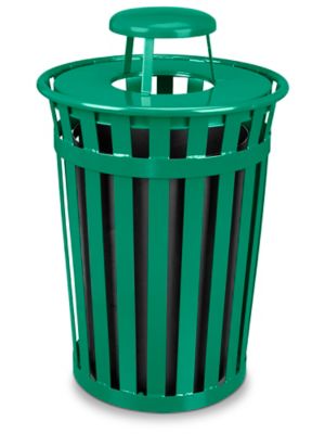 Courtyard Trash Can - Bonnet Lid, 36 Gallon, Green H-5171G