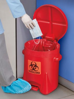 Toter® Biohazard Trash Can with Wheels - 96 Gallon H-10759 - Uline